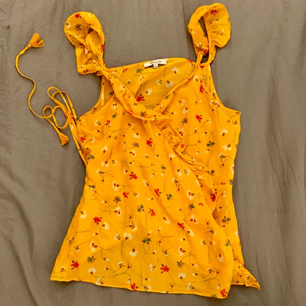 Madewell yellow tie up shirt